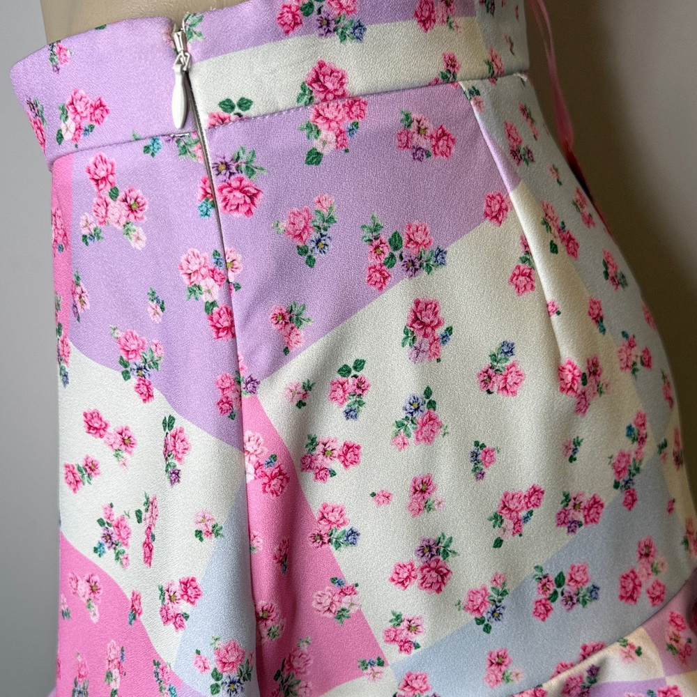 Sugar Thrillz Pastel Patchwork Ruffle Mini Skirt - Pink & Lavender - Picture 6 of 10